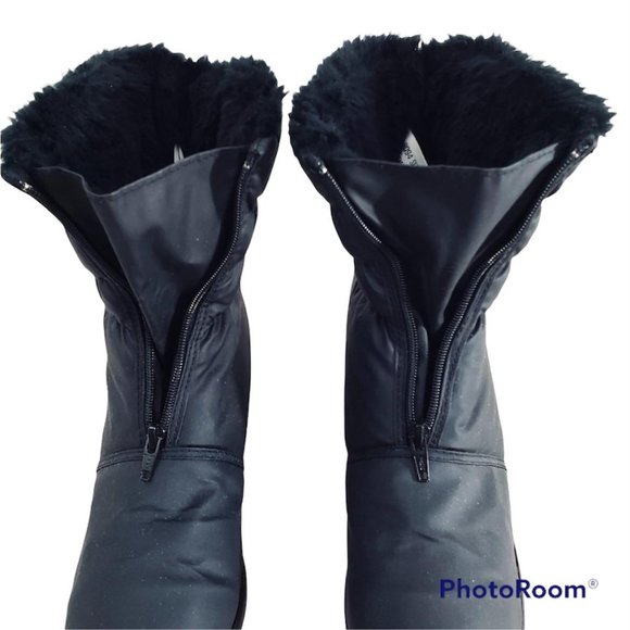 Comb Last Woman's Sz 11M Snow boots black almond toe fur lined rubber soles - Picture 5 of 12